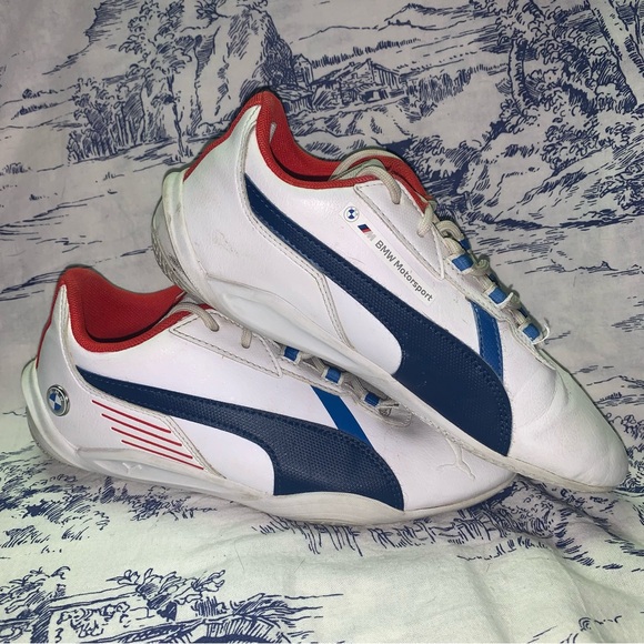 Puma Boys BMW Motorsport shoes size-4C (lightly Used) Red-White-Blue - Picture 3 of 7